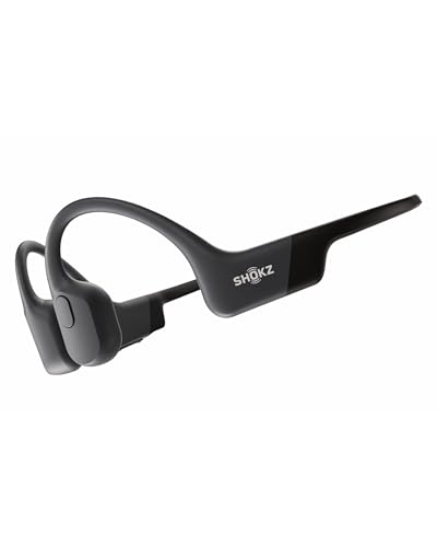 SHOKZ OpenRun Auriculares conducción ósea, Open-Ear Auriculares Deportivos inalámbricos con Bluetooth y micrófono, Auriculares de oído Abierto Resistentes al Agua IP67 para Correr, USB-C, Negro