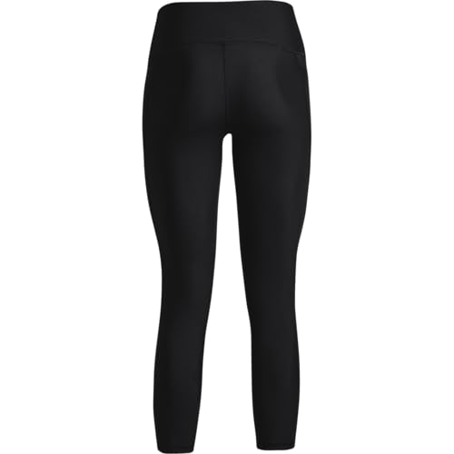 Under Armour Women's Standard HeatGear High No-Slip Waistband Ankle Leggings, Black (001)/White, X-Small Tall