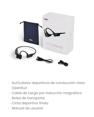 SHOKZ OpenRun Auriculares conducción ósea, Open-Ear Auriculares Deportivos inalámbricos de oído Abierto con Bluetooth y micrófono, Resistentes al Agua IP67 para Correr, con Diadema Deportiva