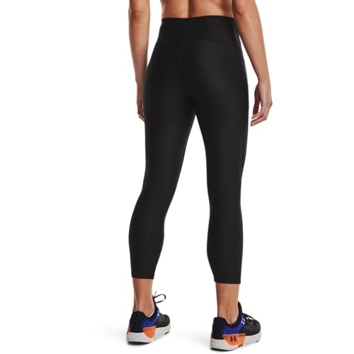 Under Armour Women's Standard HeatGear High No-Slip Waistband Ankle Leggings, Black (001)/White, X-Small Tall