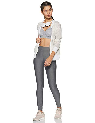 Under Armour - Mallas HeatGear Armour para mujer, X-Small Alto, Charcoal Light Heather/ Metallic Silver