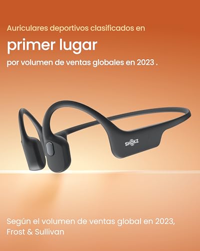 SHOKZ OpenRun Auriculares conducción ósea, Open-Ear Auriculares Deportivos inalámbricos de oído Abierto con Bluetooth y micrófono, Resistentes al Agua IP67 para Correr, con Diadema Deportiva