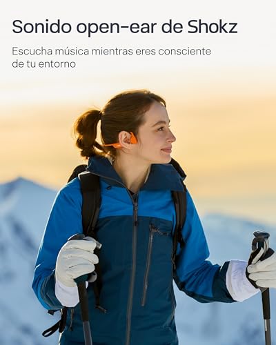 SHOKZ OpenRun Pro 2 Auriculares Deportivos de Conducción Ósea, Inalámbricos Bluetooth 5.3, Micrófonos con Cancelación de Ruido, Resistente al Agua IP55, 12h Reproducción, Carga Rápida USB-C, Naranja