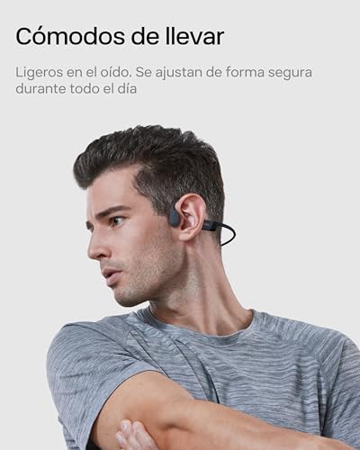 SHOKZ OpenRun Auriculares conducción ósea, Open-Ear Auriculares Deportivos inalámbricos con Bluetooth y micrófono, Auriculares de oído Abierto Resistentes al Agua IP67 para Correr, USB-C, Negro