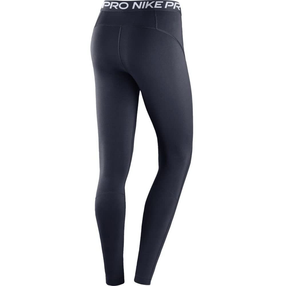 NIKE Pro Tights Navy Pants, Obsidian/White, L Women's