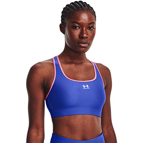 Under Armour Sujetador deportivo HeatGear Mid sin relleno para mujer, azul, CH