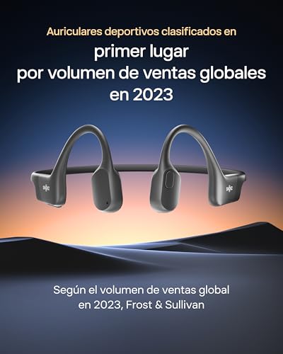 SHOKZ OpenRun Auriculares conducción ósea, Open-Ear Auriculares Deportivos inalámbricos con Bluetooth y micrófono, Auriculares de oído Abierto Resistentes al Agua IP67 para Correr, USB-C, Negro