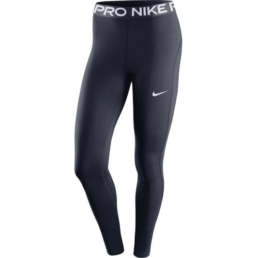 NIKE Pro Tights Navy Pants, Obsidian/White, L Women's