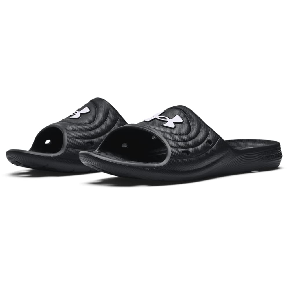 Under Armour Ua M Locker Iv Sl, Sandalia Slide Hombre, Black/Black/White, 45 EU