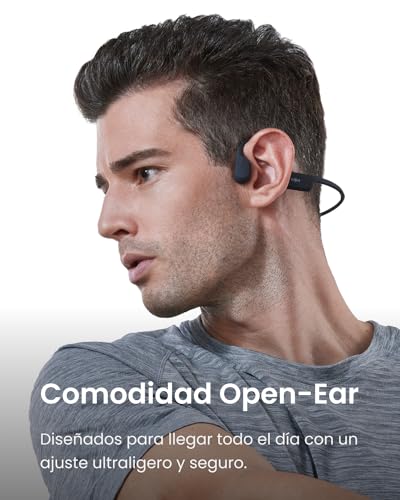 SHOKZ OpenRun Auriculares conducción ósea, Open-Ear Auriculares Deportivos inalámbricos de oído Abierto con Bluetooth y micrófono, Resistentes al Agua IP67 para Correr, con Diadema Deportiva