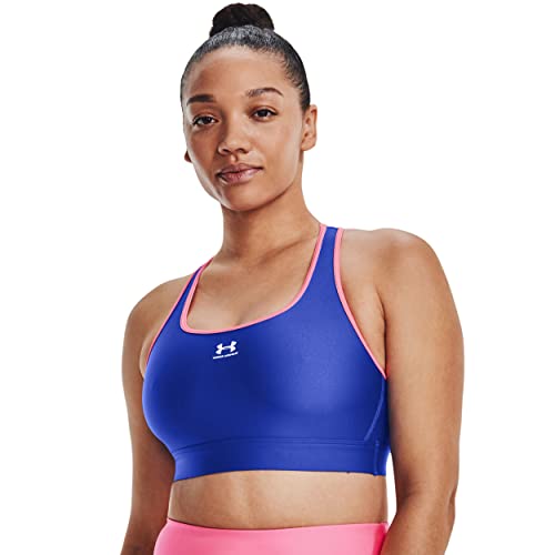 Under Armour Sujetador deportivo HeatGear Mid sin relleno para mujer, azul, CH