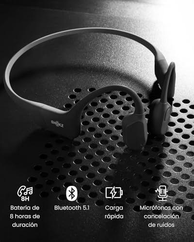 SHOKZ OpenRun Auriculares conducción ósea, Open-Ear Auriculares Deportivos inalámbricos de oído Abierto con Bluetooth y micrófono, Resistentes al Agua IP67 para Correr, con Diadema Deportiva