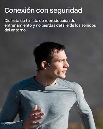 SHOKZ OpenRun Auriculares conducción ósea, Open-Ear Auriculares Deportivos inalámbricos con Bluetooth y micrófono, Auriculares de oído Abierto Resistentes al Agua IP67 para Correr, USB-C, Negro