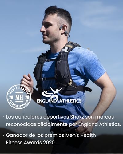 SHOKZ OpenRun Auriculares conducción ósea, Open-Ear Auriculares Deportivos inalámbricos de oído Abierto con Bluetooth y micrófono, Resistentes al Agua IP67 para Correr, con Diadema Deportiva