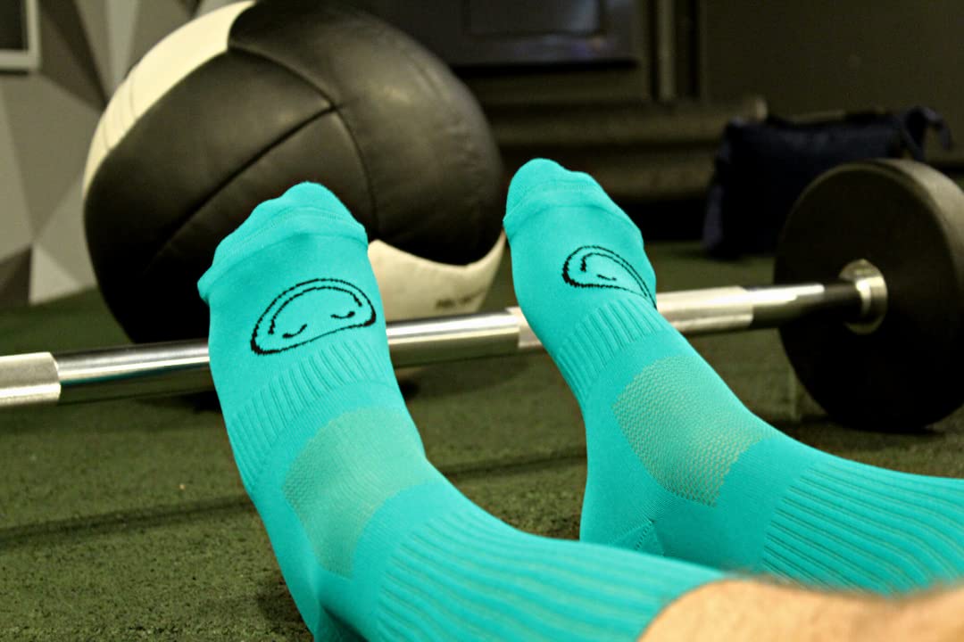 Calcetines Deportivos 100% Técnicos Happy Basics Turquoise Talla L, transpirables, termorreguladores, talón y puntera reforzado, perfectos para running, crossfit, ciclismo, gimnasio, pádel