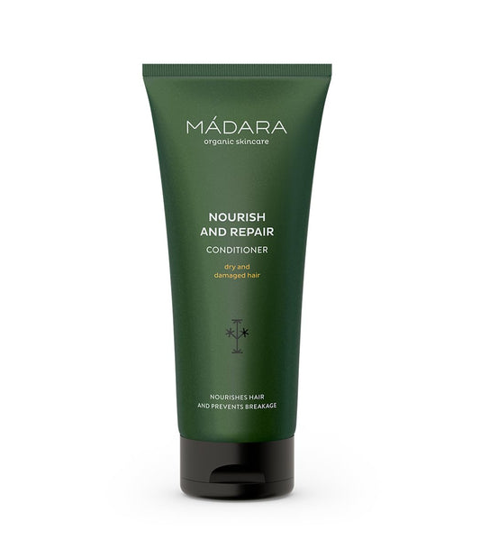 MÁDARA Organic Skincare | Acondicionador Nutre y Repara - 200 ml, con Ortiga del Norte y Membrillo, Previene la rotura y las puntas abiertas, Nutrición profunda, Vegano, Ecocert, reciclable.