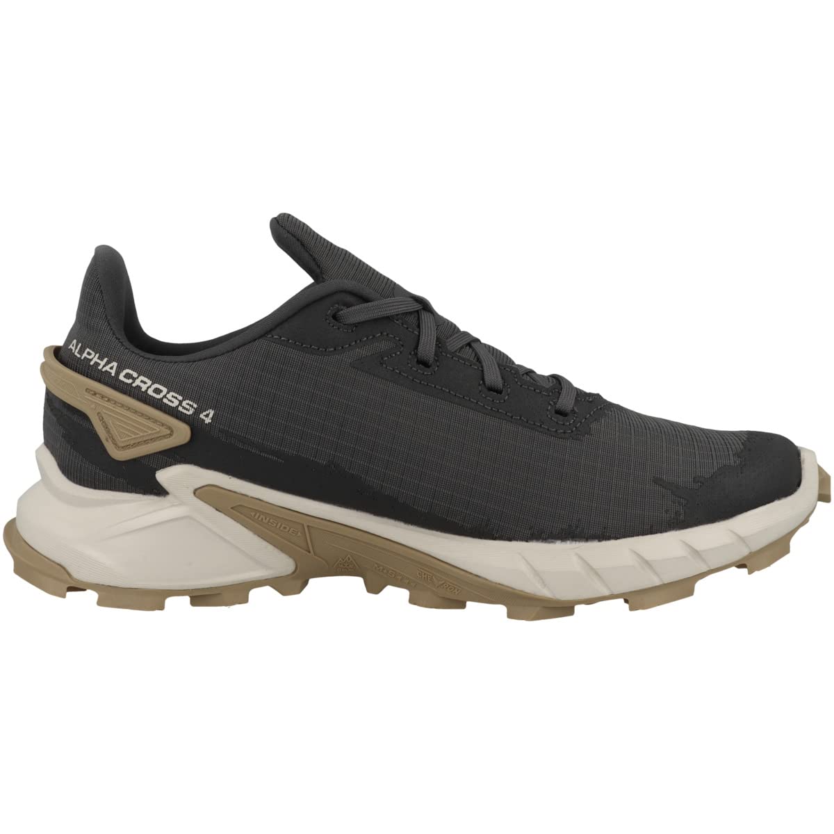 Salomon Alphacross 4 Zapatillas de Trail Running para Hombre, Agarre potente, Comodidad duradera, Rendimiento versátil, Ebony, 45 1/3