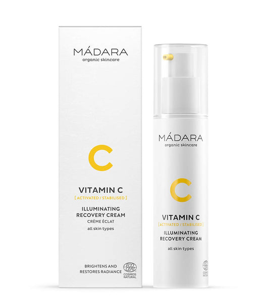 MÁDARA Cosméticos Orgánicos | Crema Recuperadora Iluminadora con Vitamina C – 50 ml, Con ácido hialurónico y extracto de algas marinas, Resplandor, Iluminador, Hidratante, Para todo tipo de piel