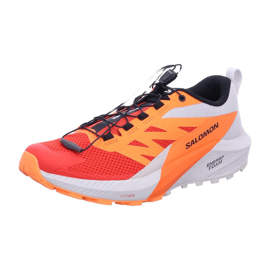 SALOMON Shoes Sense Ride 5, Zapatillas de Trail Running Hombre, Lunar Rock/Shocking Orange/Fiery Re, 44 EU