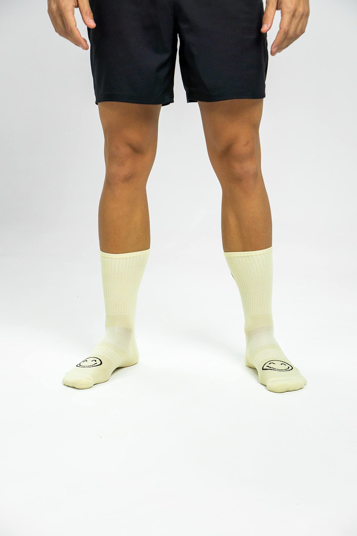 Calcetines Deportivos 100% Técnicos Happy Basics Yellow Talla S, transpirables, termorreguladores, talón y puntera reforzado, perfectos para running, crossfit, ciclismo, gimnasio, pádel