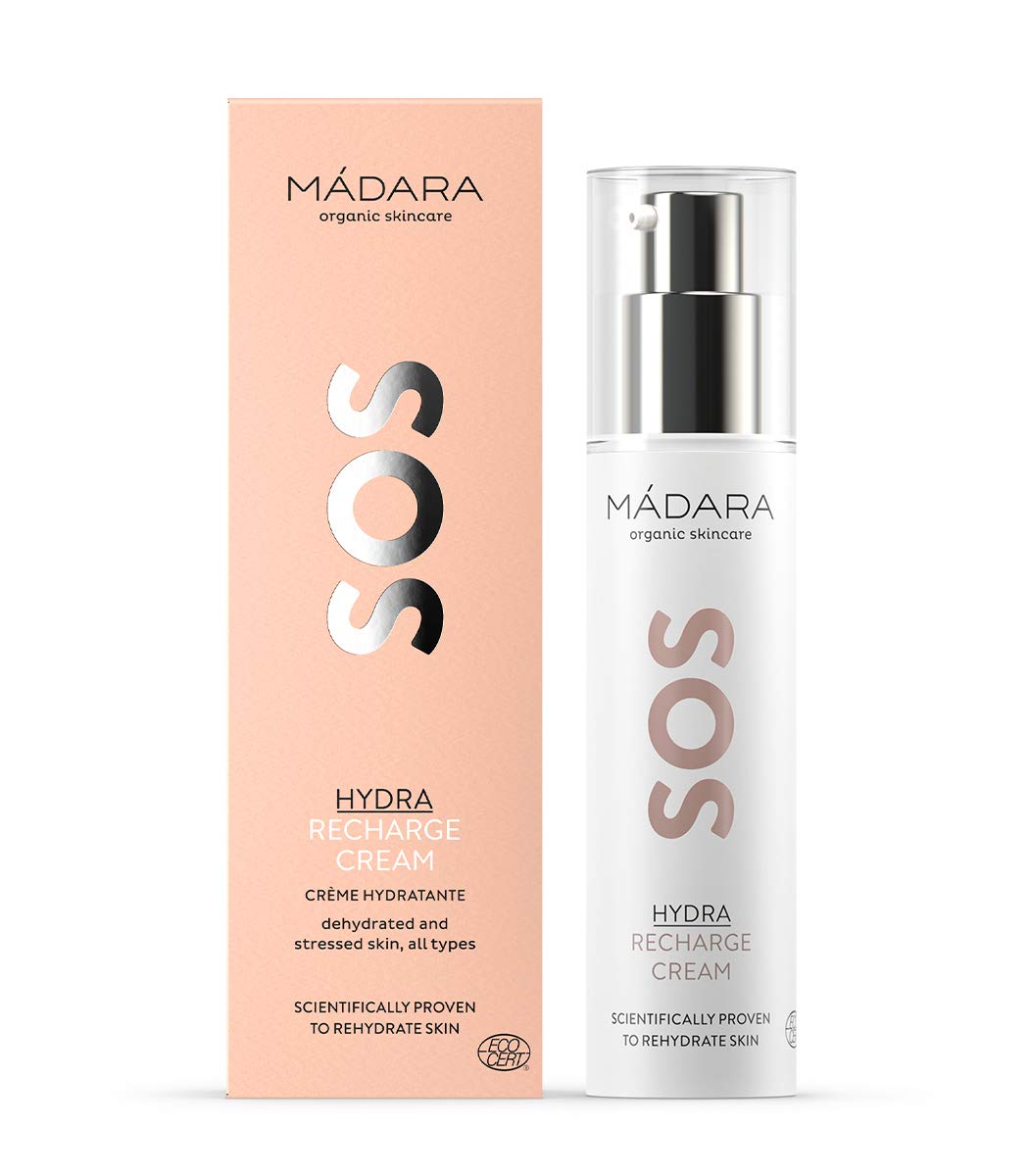 MÁDARA Cuidado de la Piel Ecológico | SOS HYDRA Recharge Cream 50ml – Hidratación Intensiva con Peonía del Norte, Linaza y Ácido Hialurónico, Vegana – Crema Hidratante Facial, Crema Hialurónica