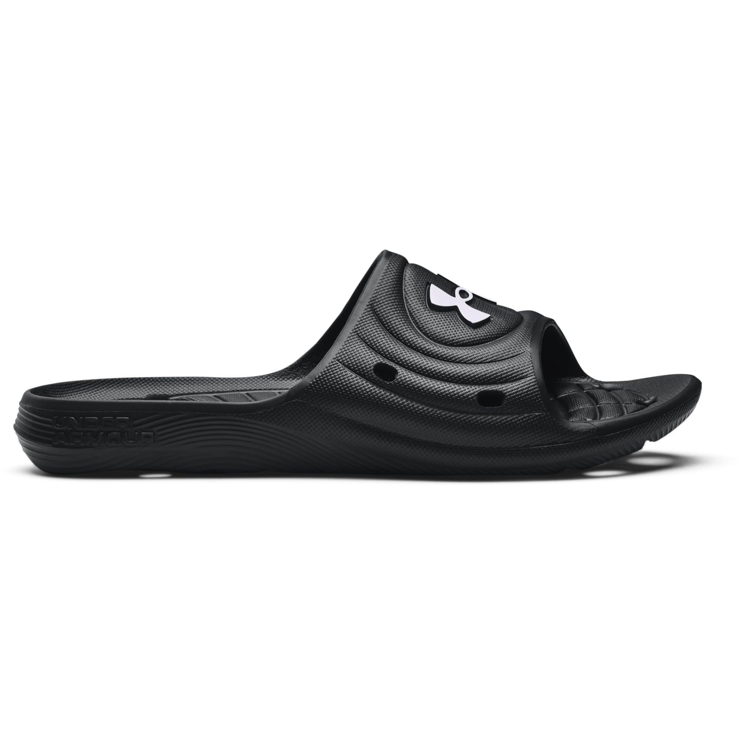 Under Armour Ua M Locker Iv Sl, Sandalia Slide Hombre, Black/Black/White, 45 EU