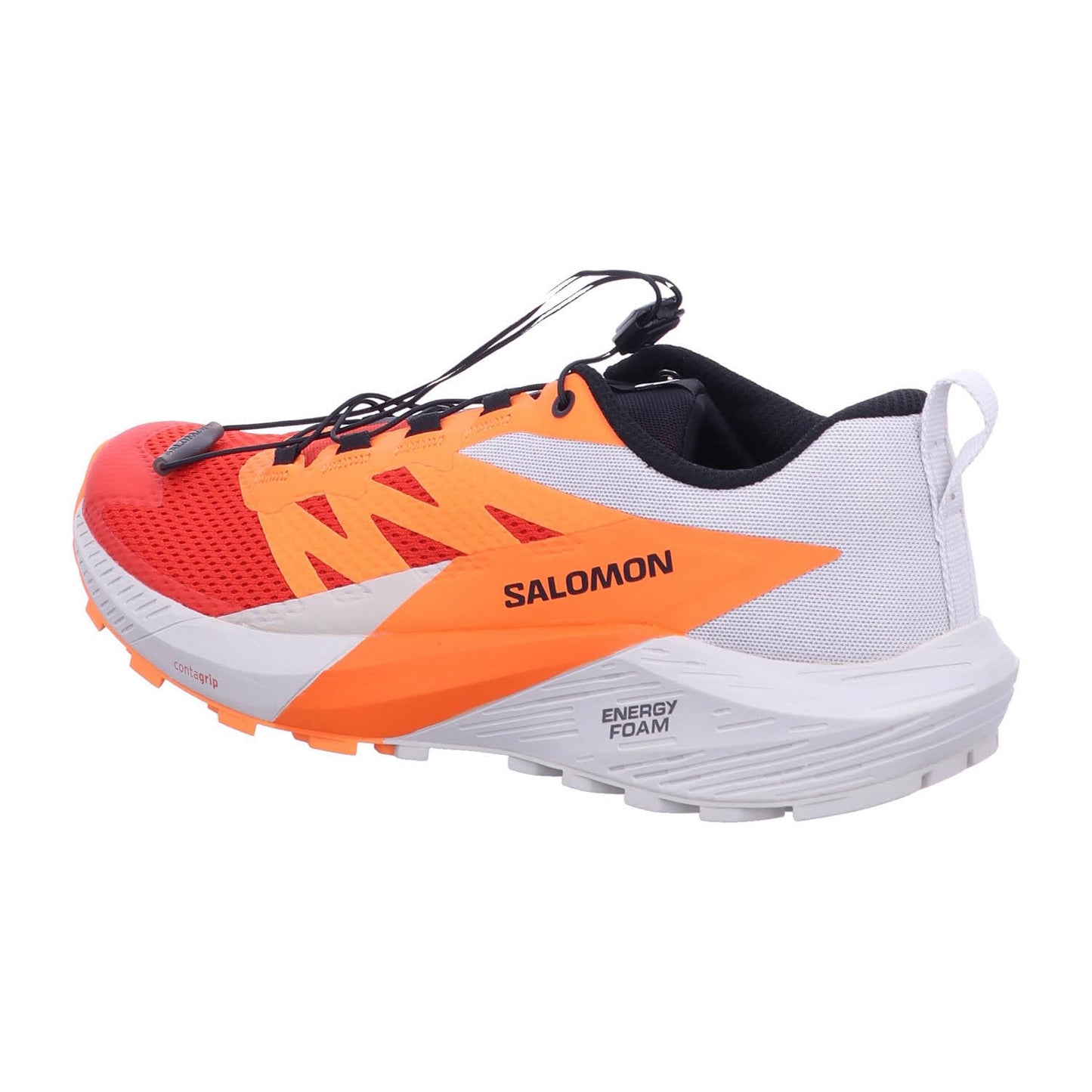 SALOMON Shoes Sense Ride 5, Zapatillas de Trail Running Hombre, Lunar Rock/Shocking Orange/Fiery Re, 44 EU