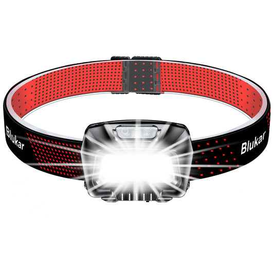 Blukar Linterna Frontal LED Recargable, 2000L Linterna Cabeza Super Brillante con Control de Sensor & Luz Rojo - 6 Modos, IPX5 Impermeable, 30 horas de Funcionamiento para Camping, Correr etc.