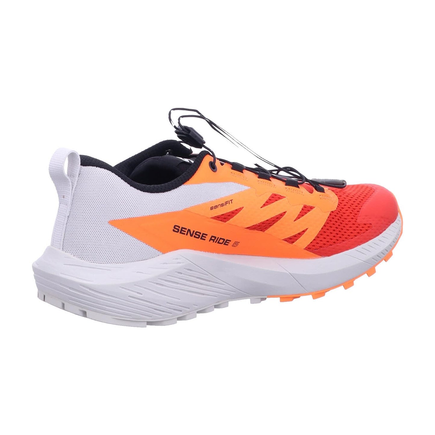 SALOMON Shoes Sense Ride 5, Zapatillas de Trail Running Hombre, Lunar Rock/Shocking Orange/Fiery Re, 44 EU