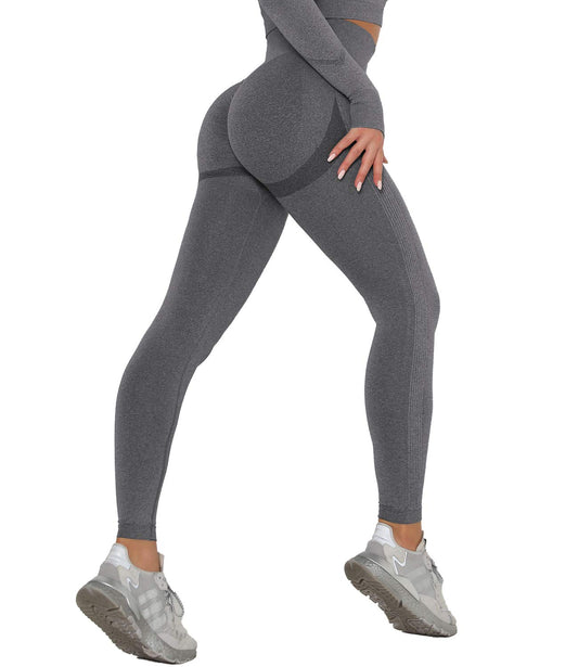 DUROFIT Mallas Push Up Mujer Leggings Deportivas Pantalones Deportivos Fitness Leggins Polainas de Yoga Training Fitness Cintura Alta Estiramiento Elásticos Gris M