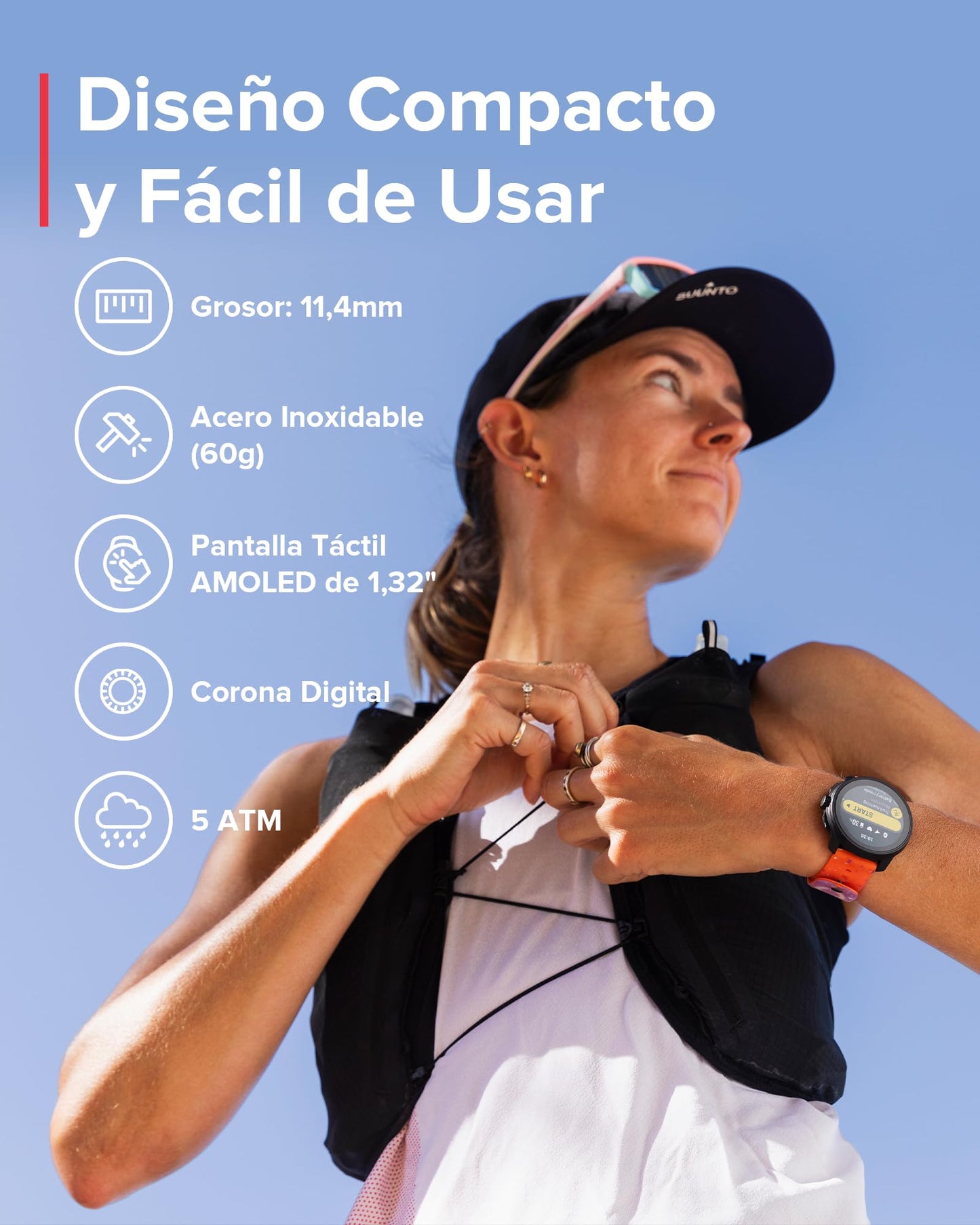 Suunto Race S Reloj Correr con Pantalla Táctil AMOLED, Reloj Deportivo GPS de Doble Frecuencia, Seguimiento de HRV y Sueño, Plan de Entrenamiento Basado en IA, Mapas Offline Gratuitos