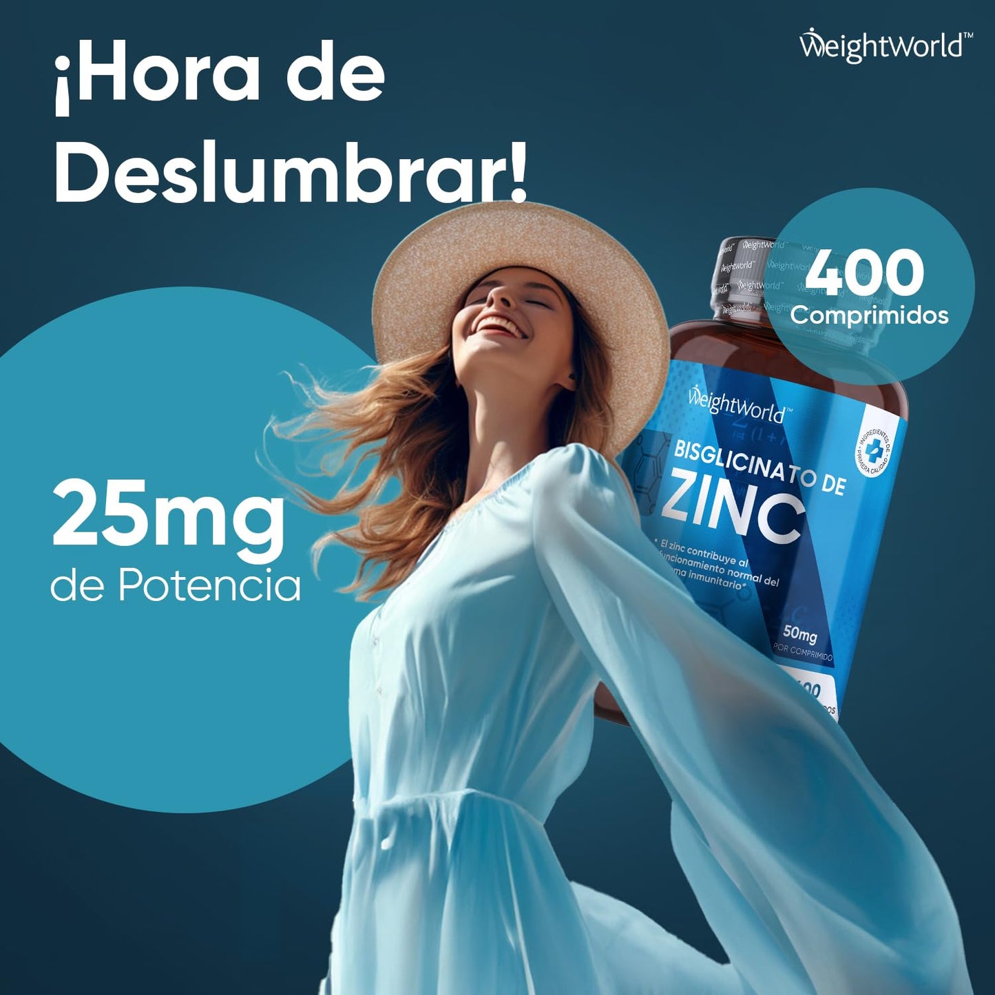 Bisglicinato de Zinc - 400 Comprimidos | Para el Pelo, Piel, Uñas y Reforzar Sistema Inmunológico | Antioxidante Quelado para Hombre y Mujer | +1 Año de Suministro, Vegano, Sin Gluten y Keto