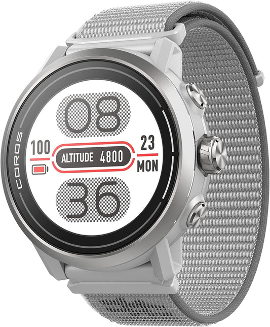 COROS Apex 2 Reloj GPS Outdoor, 1,2" Zafiro Titanio, 17 días de Batería, Navegación en muñeca, Mapas Offline, Monitor de Frecuencia Cardiaca, Medición del sueño, Carrera, Ciclismo, Escalada-Gris