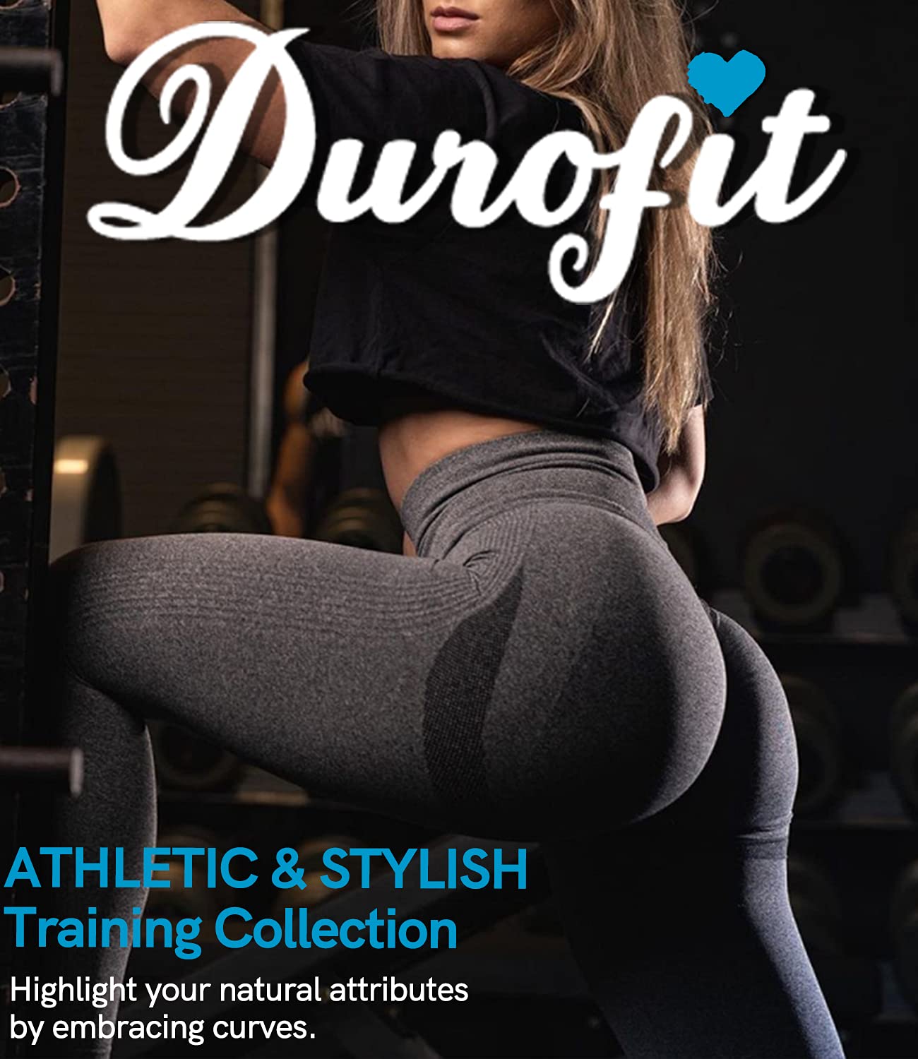 DUROFIT Mallas Push Up Mujer Leggings Deportivas Pantalones Deportivos Fitness Leggins Polainas de Yoga Training Fitness Cintura Alta Estiramiento Elásticos Gris M