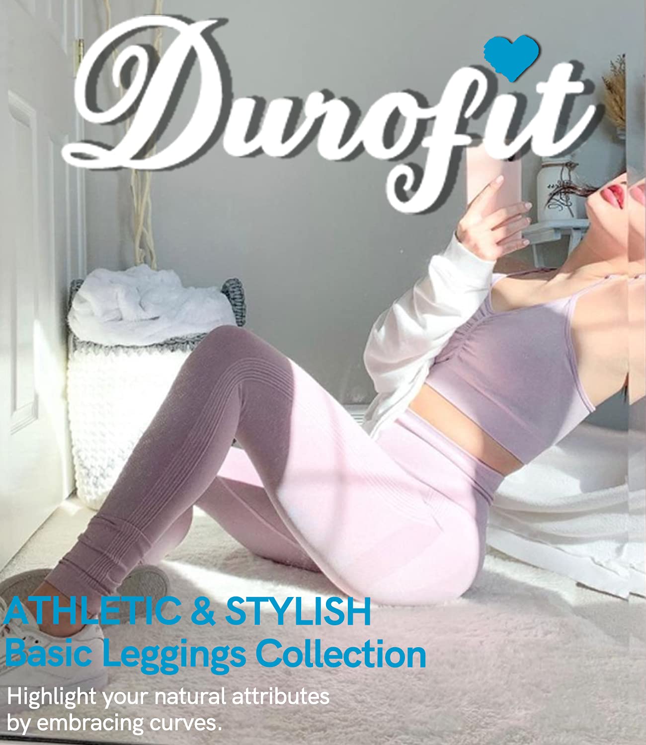 DUROFIT Mallas Push Up Mujer Leggings Deportivas Pantalones Deportivos Fitness Leggins Polainas de Yoga Training Fitness Cintura Alta Estiramiento Elásticos Morado Claro L