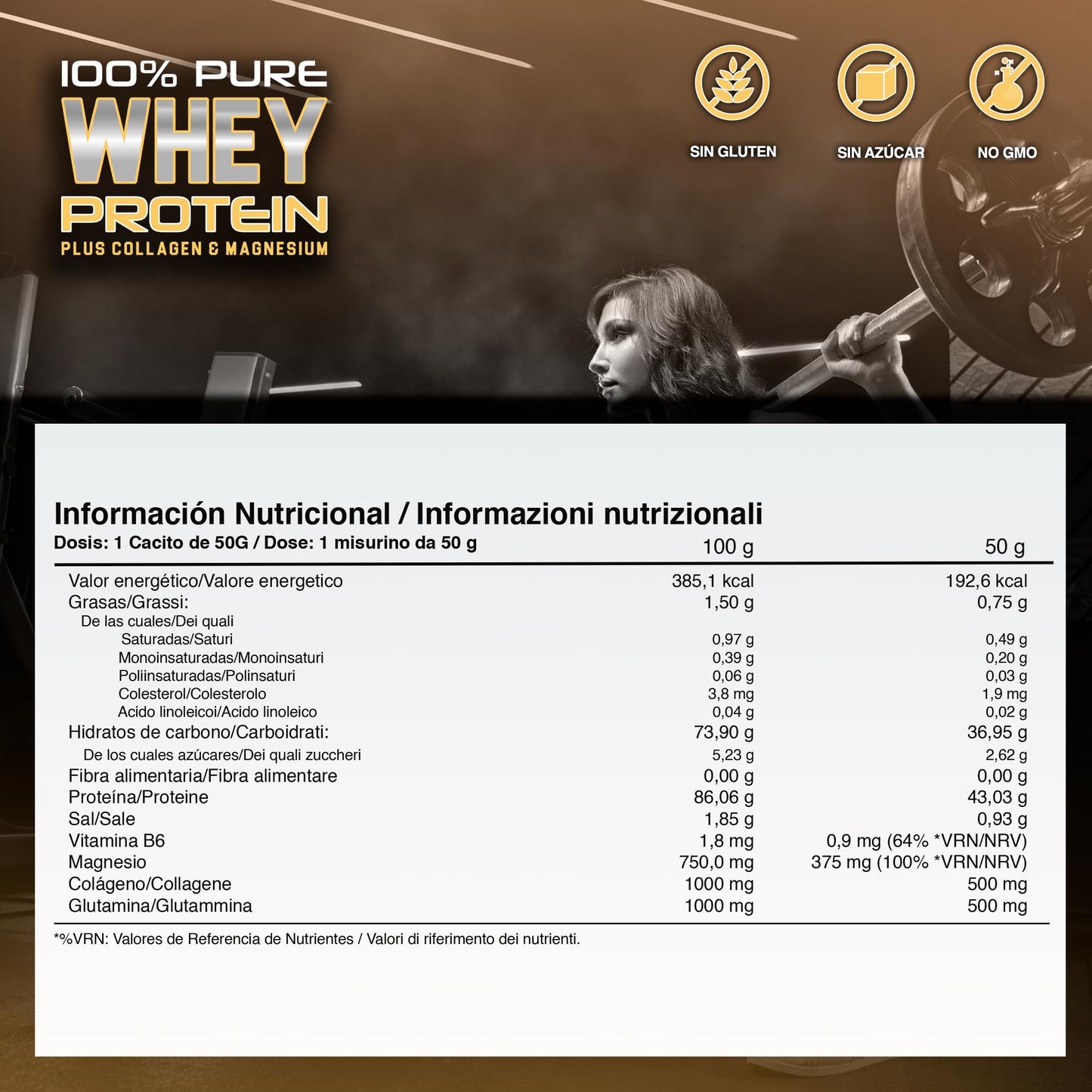 Healthy Fusion Whey Protein | Proteína Whey pura con Colágeno + Magnesio | Mejora tus entrenamientos | Protege y aumenta la masa muscular | 1000g de proteína