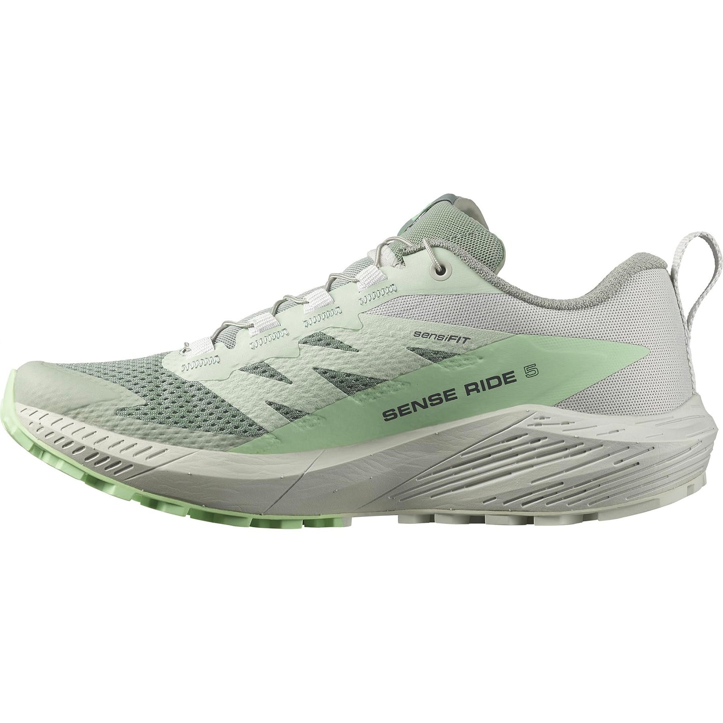 SALOMON Sense Ride, Zapatillas de Trail Running Hombre, Sense Ride 5 Lily Pad/Metal/Green Ash, 38 EU