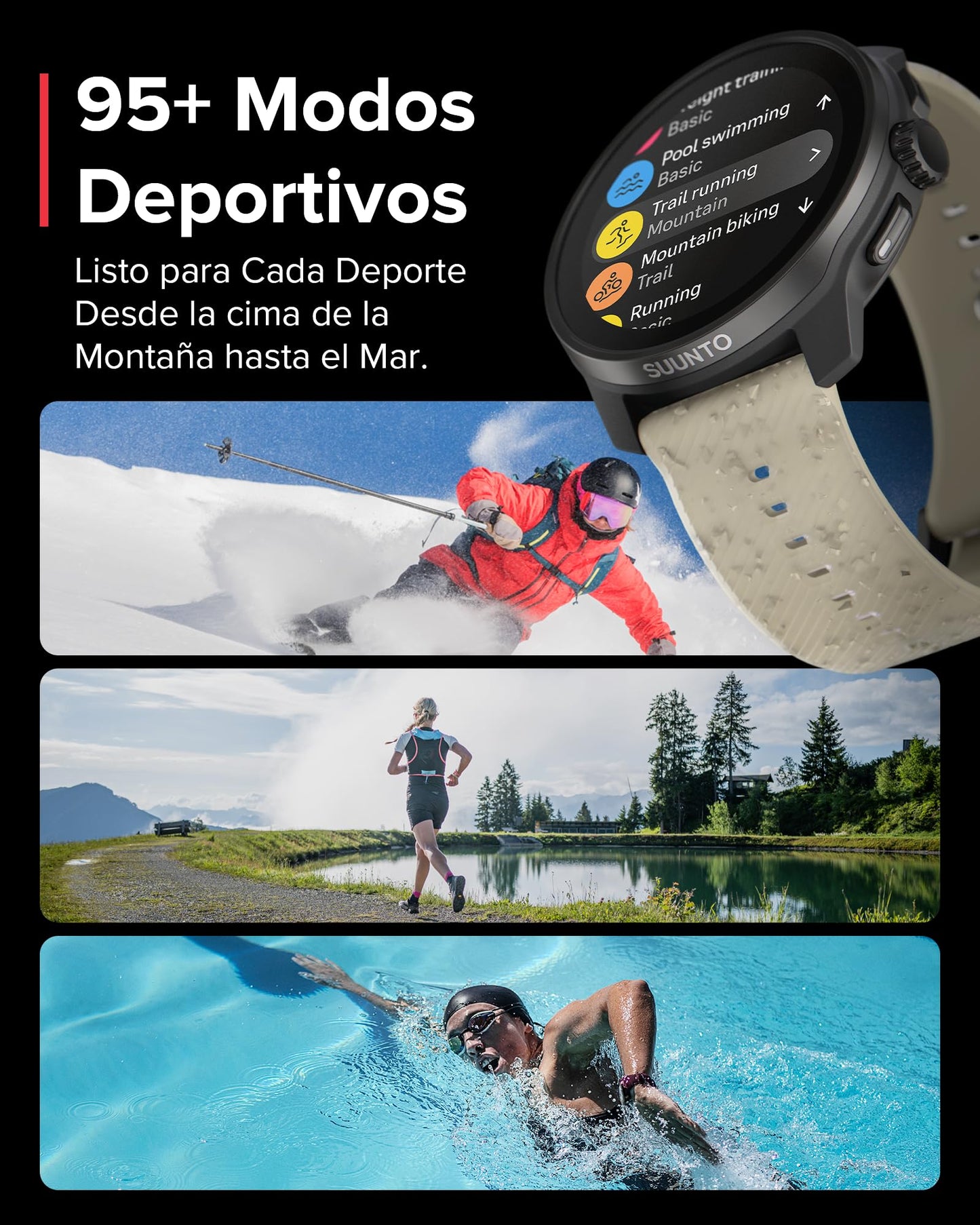 Suunto Race S Reloj Correr con Pantalla Táctil AMOLED, Reloj Deportivo GPS de Doble Frecuencia, Seguimiento de HRV y Sueño, Plan de Entrenamiento Basado en IA, Mapas Offline Gratuitos