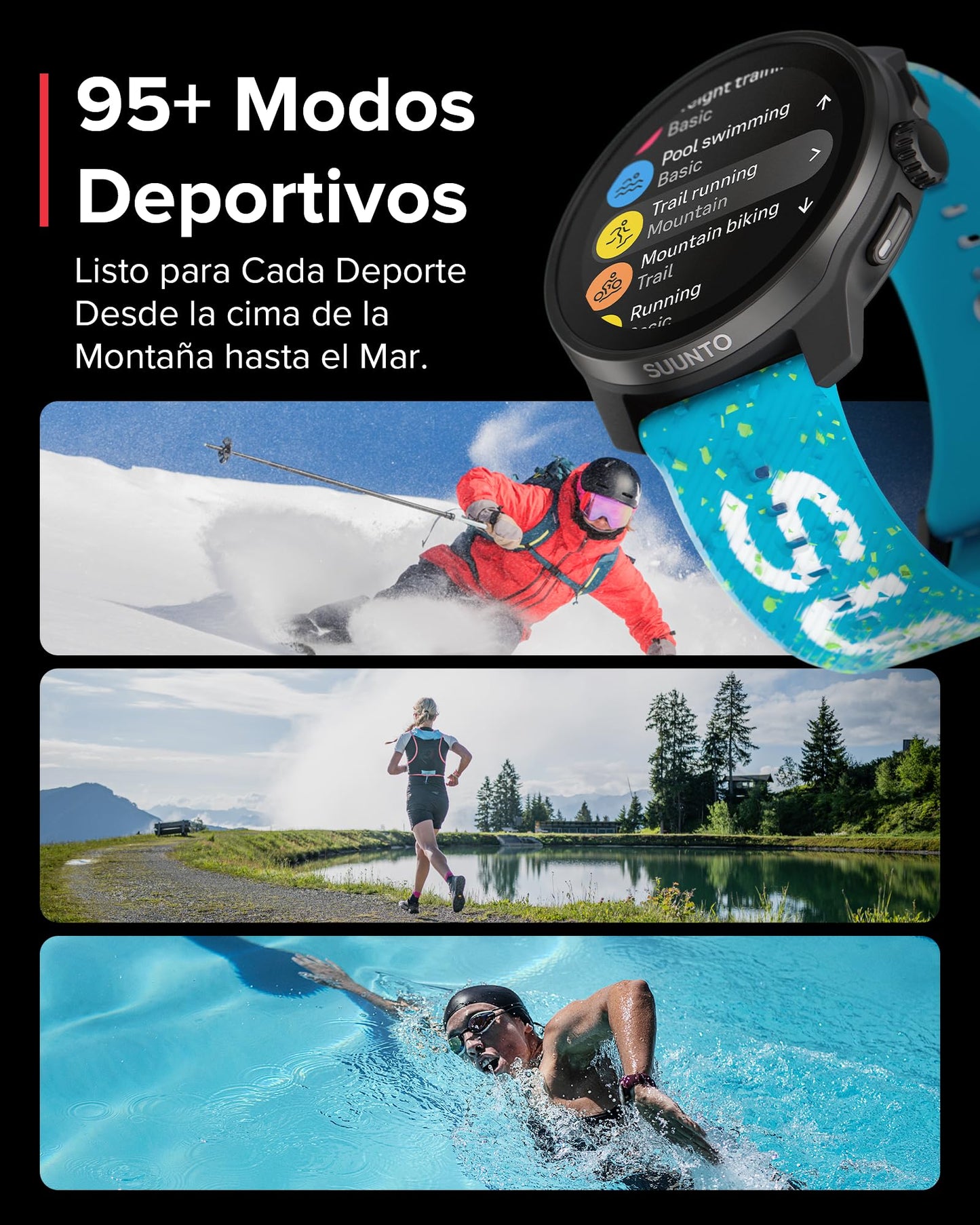 Suunto Race S Reloj Correr con Pantalla Táctil AMOLED, Reloj Deportivo GPS de Doble Frecuencia, Seguimiento de HRV y Sueño, Plan de Entrenamiento Basado en IA, Mapas Offline Gratuitos