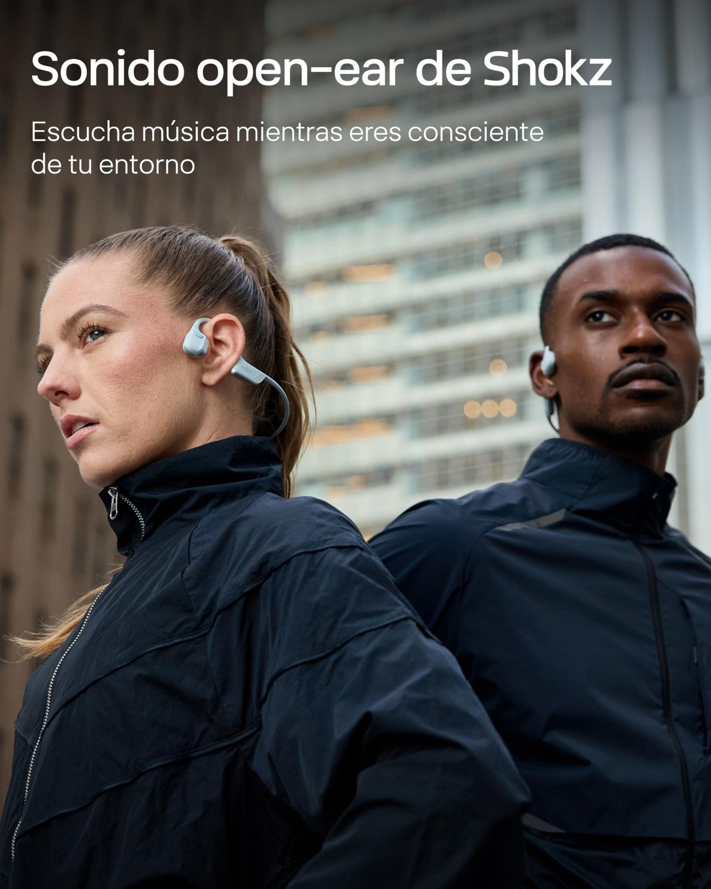 SHOKZ OpenRun Pro 2 Auriculares Deportivos de Conducción Ósea, Inalámbricos Bluetooth 5.3, Micrófonos con Cancelación de Ruido, Resistente al Agua IP55, 12h Reproducción, Carga Rápida USB-C, Plata