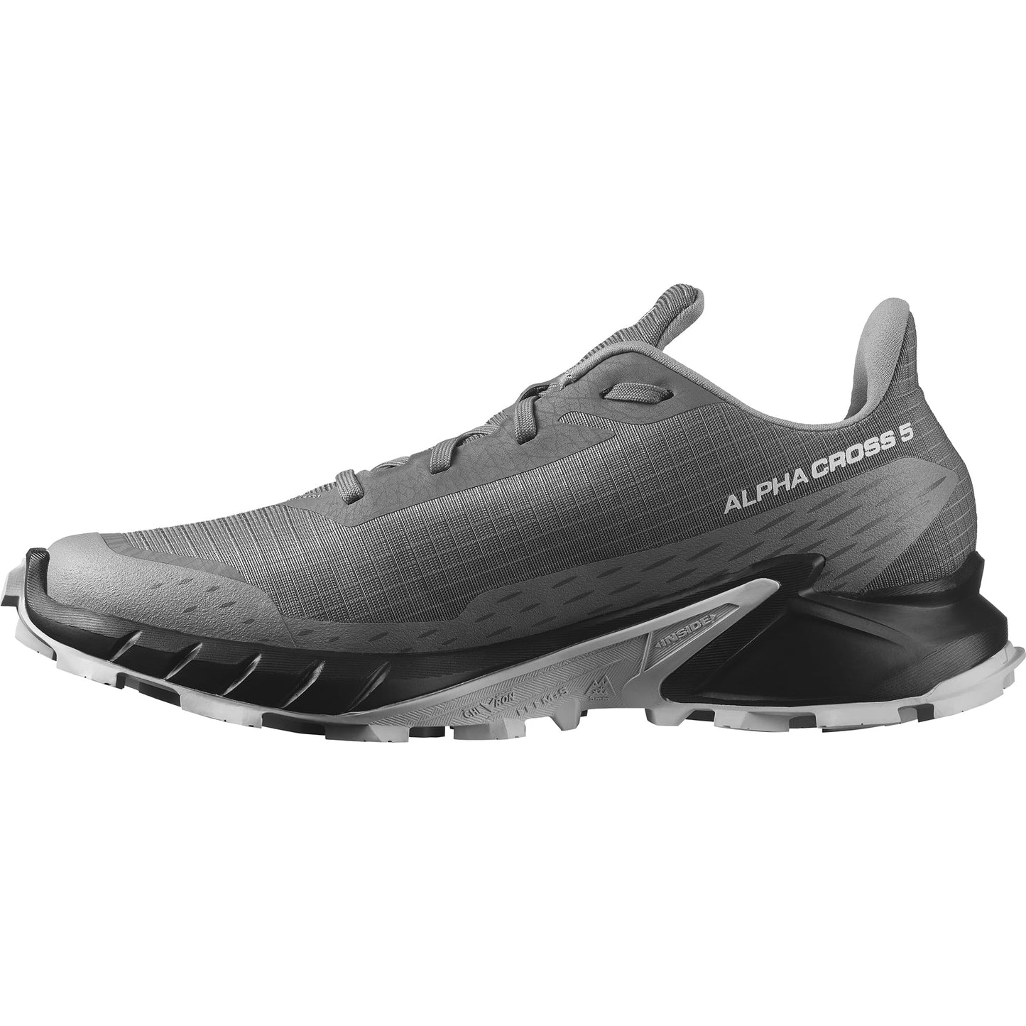 Salomon Alphacross 5 Zapatillas de Trail Running para Hombre, Agarre potente, Comodidad duradera, Rendimiento versátil, Pewter, 43 1/3