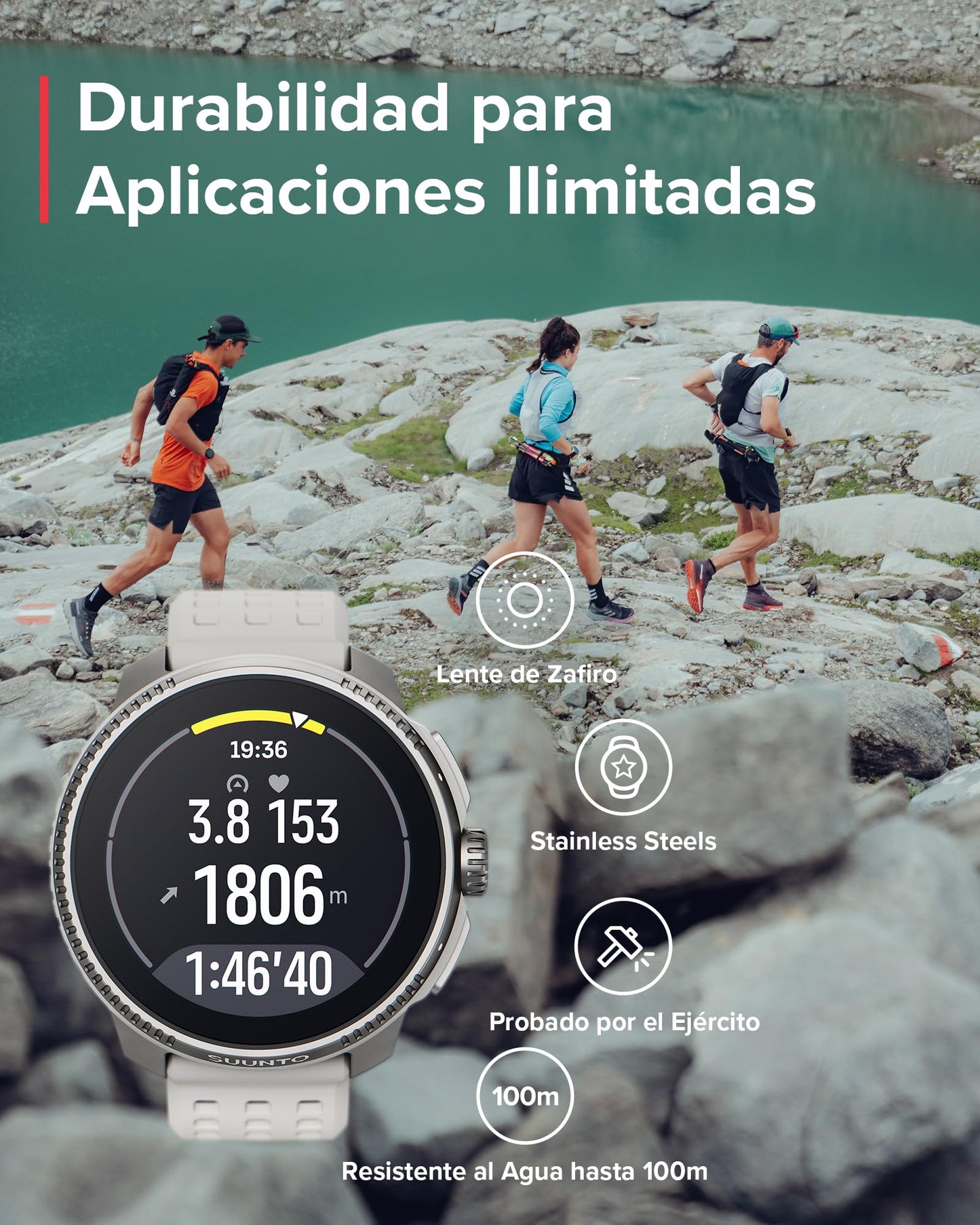 SUUNTO Race Reloj Deportivo - Smartwatch Exteriores, Pantalla AMOLED Brillante De 1,43" Con Cristal De Zafiro, Corona Cómoda y Botones De Control, GPS De Doble Frecuencia, Larga Duración De La Batería