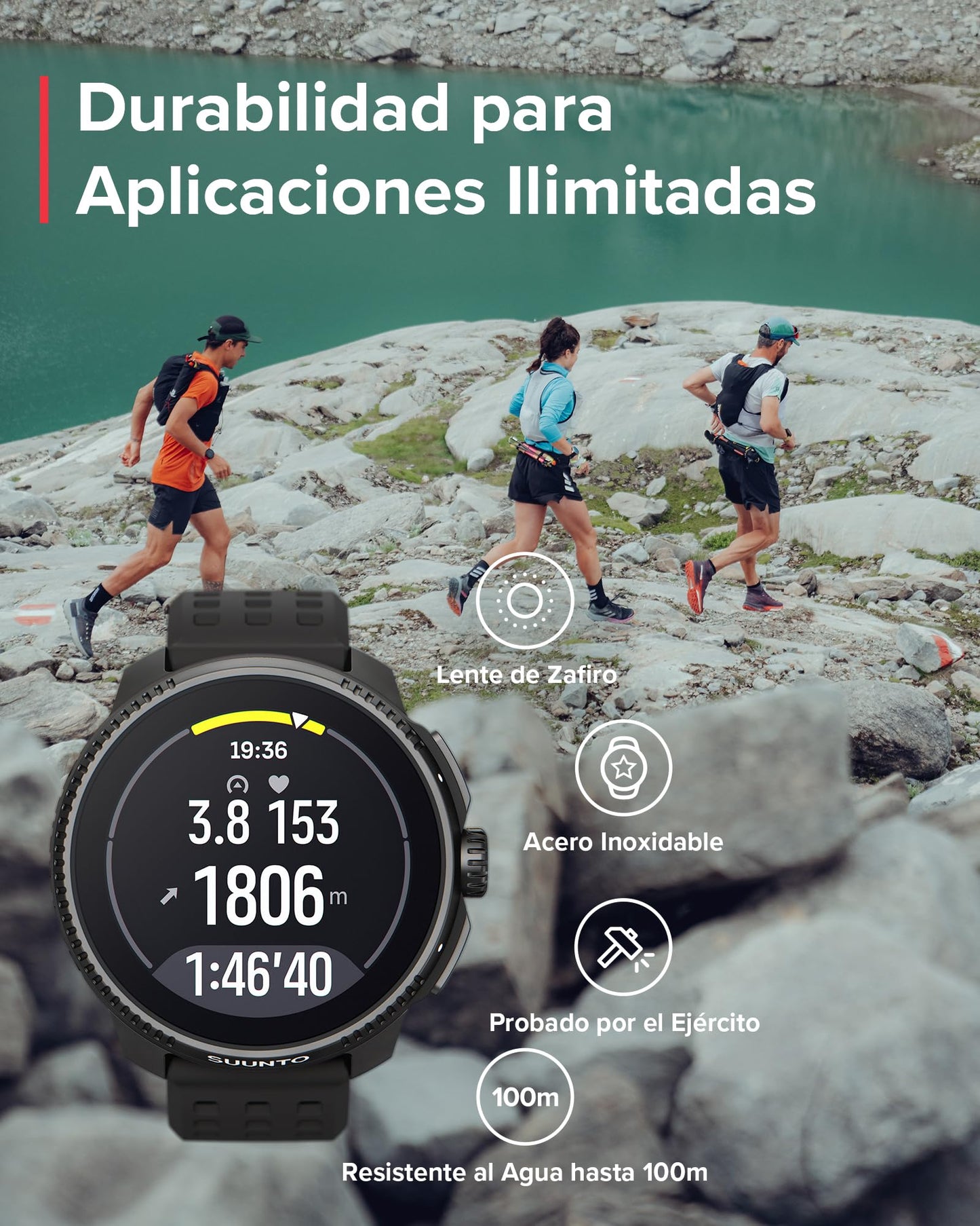 SUUNTO Race Reloj Deportivo - Smartwatch Exteriores, Pantalla AMOLED Brillante De 1,43" Con Cristal De Zafiro, Corona Cómoda y Botones De Control, GPS De Doble Frecuencia, Larga Duración De La Batería