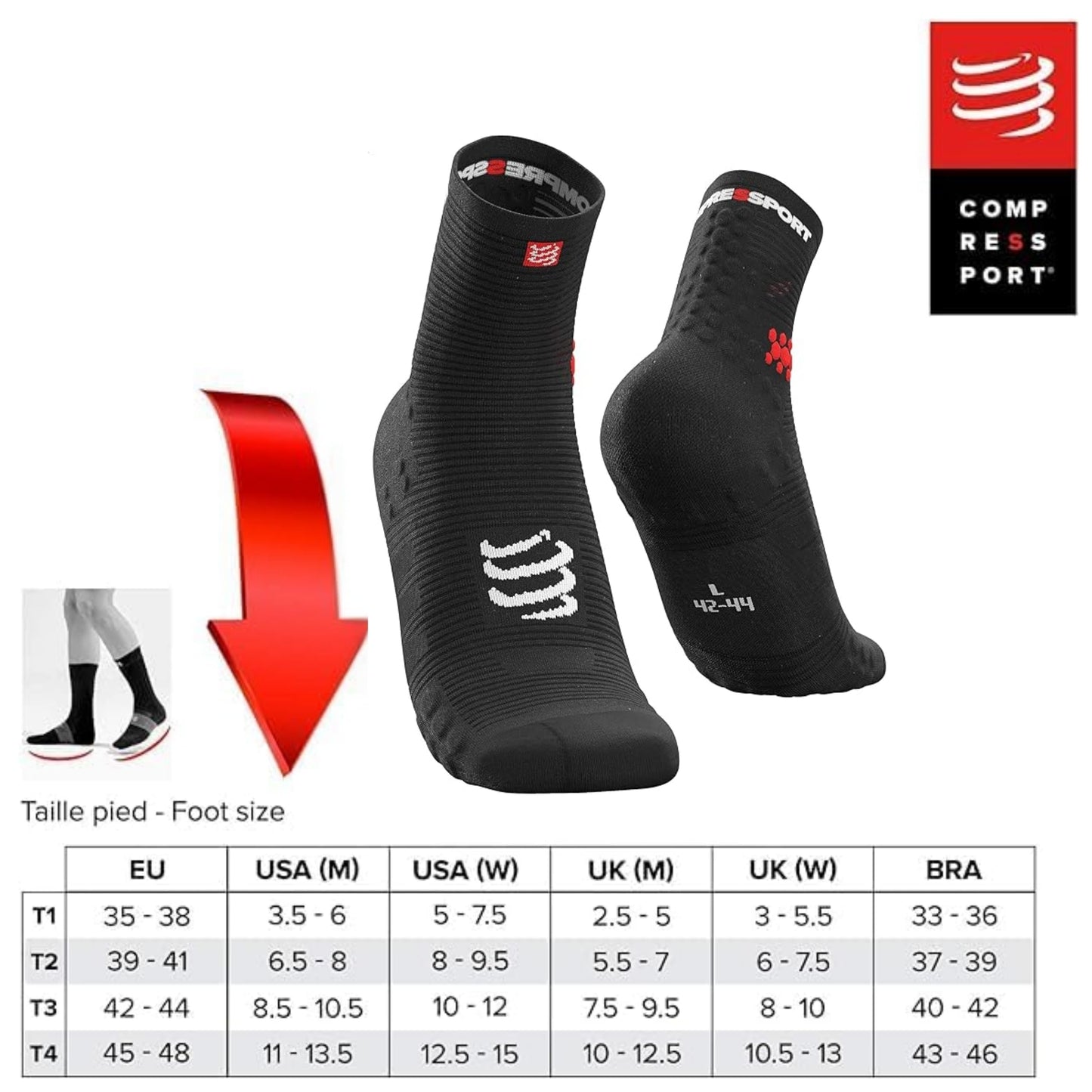 Compressport SH3T3SB Calcetines, Hombre, Negro, 3XL