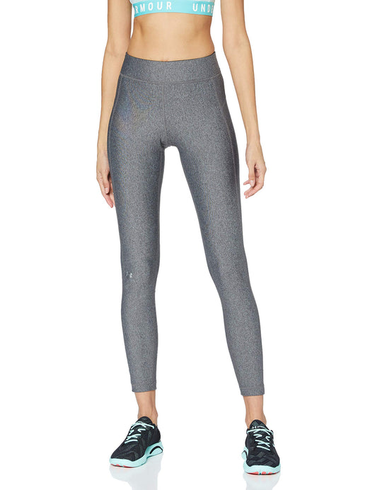 Under Armour - Mallas HeatGear Armour para mujer, X-Small Alto, Charcoal Light Heather/ Metallic Silver