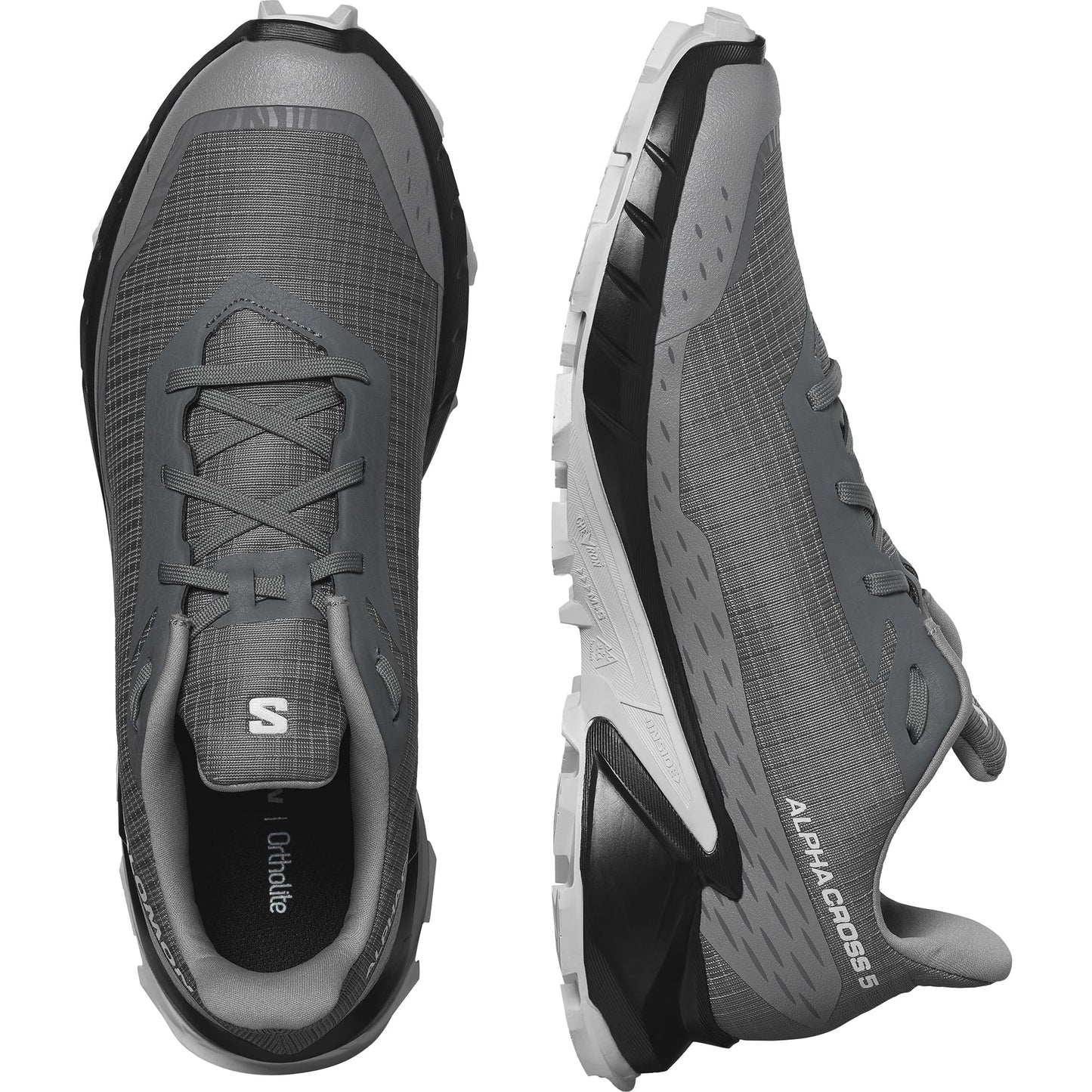 Salomon Alphacross 5 Zapatillas de Trail Running para Hombre, Agarre potente, Comodidad duradera, Rendimiento versátil, Pewter, 43 1/3